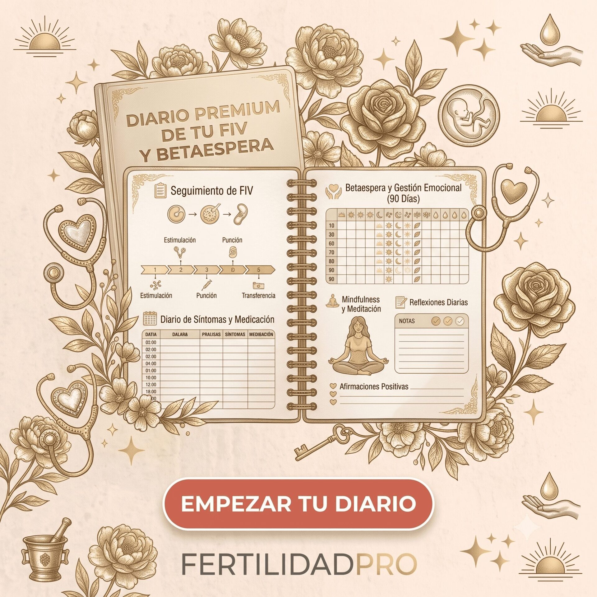 Cuaderno premium: diario de tu FIV y betaespera