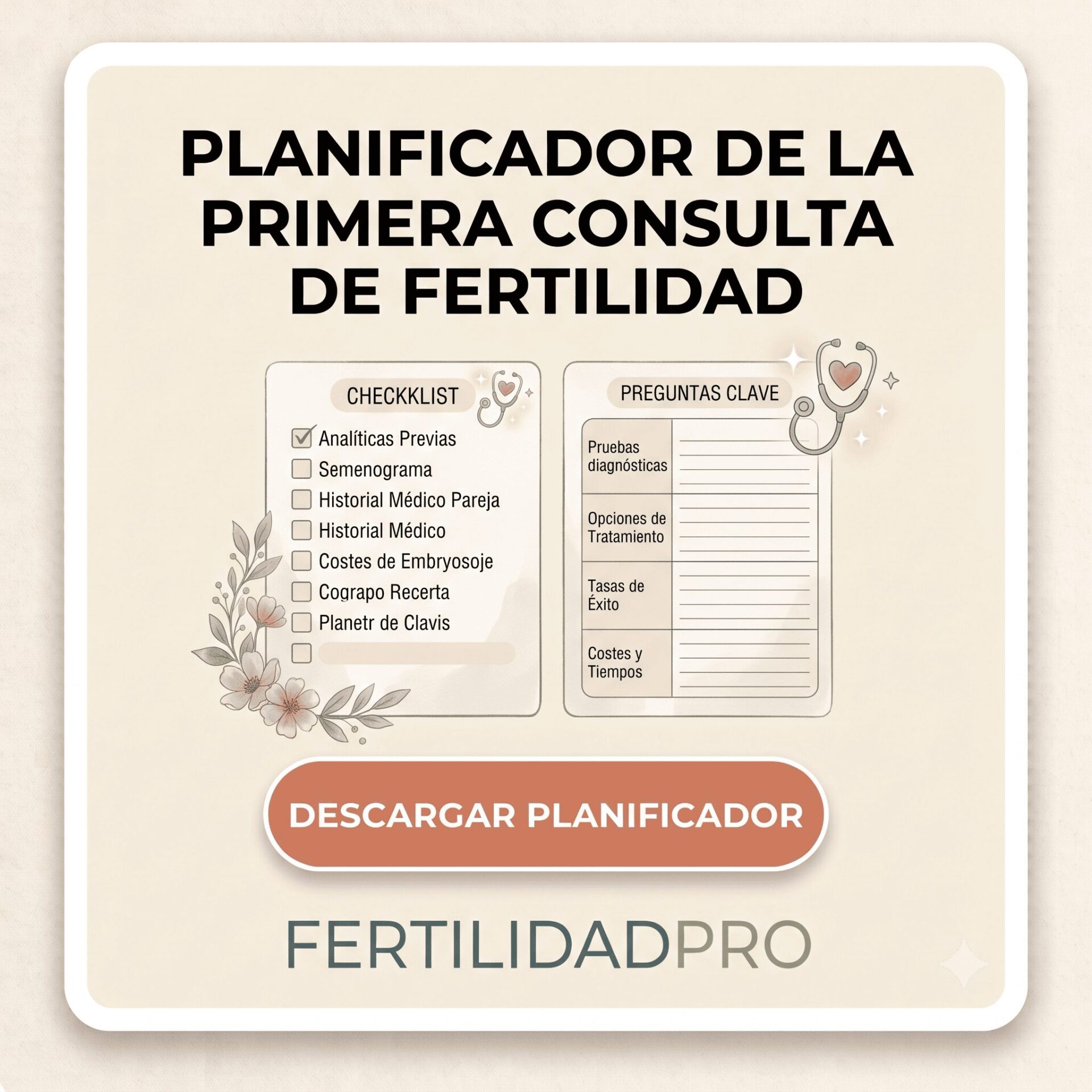 plantilla imprimible del planificador para la primera consulta de fertilidad