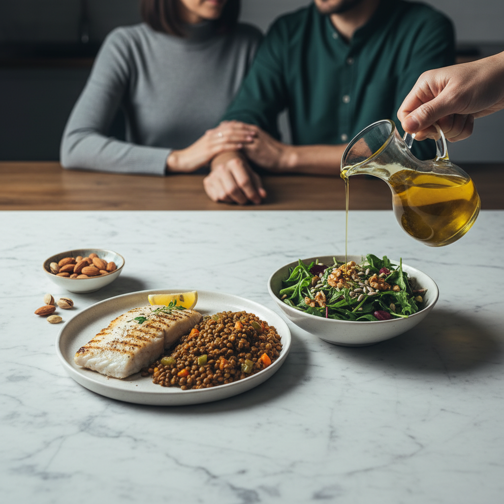 dieta y calidad seminal — Dieta mediterránea y calidad seminal: alimentos, evidencia y menú de ejemplo